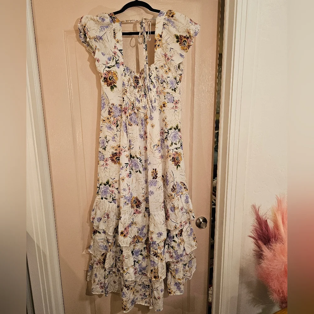 Anthropologie Cottagecore Floral Ruffle Midi Dress M - Picture 4 of 6